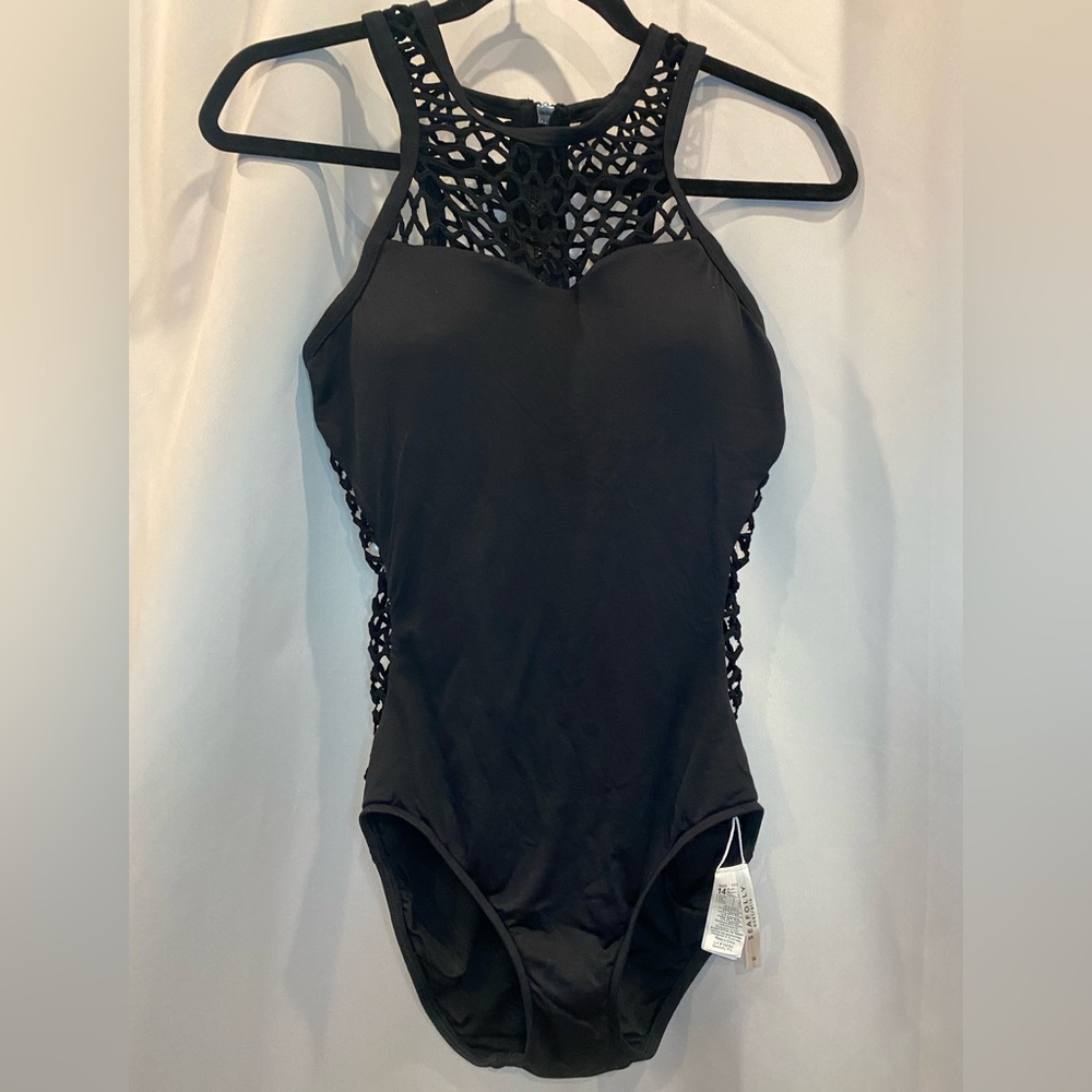 Seafolly Australia - Black Lace Halter Swimsuit